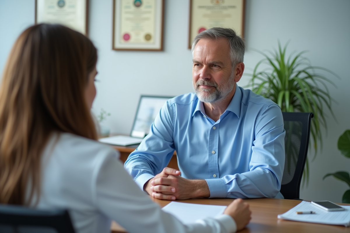 Homme en chemise bleue lors d