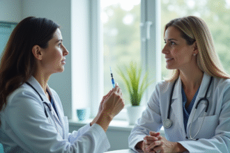 Dermatologue avec une patiente dans une clinique moderne