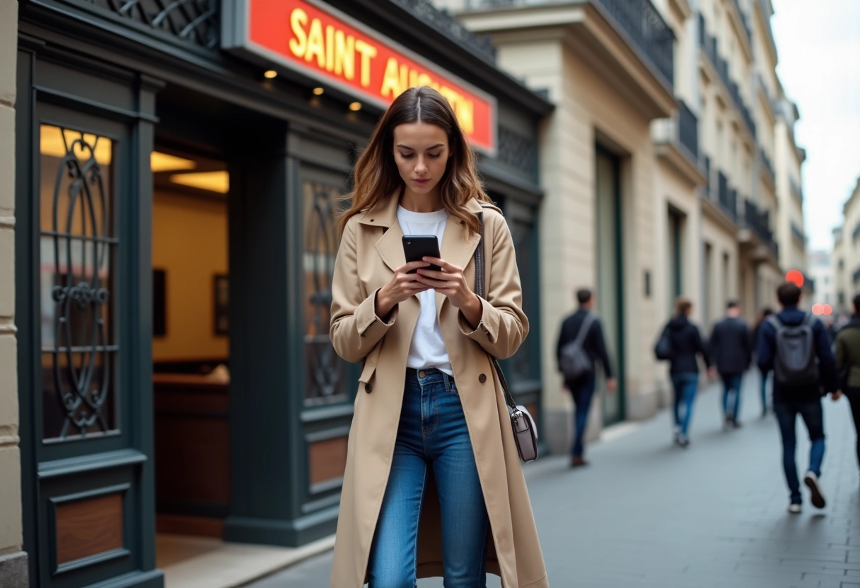 Jeune femme dans la rue près d