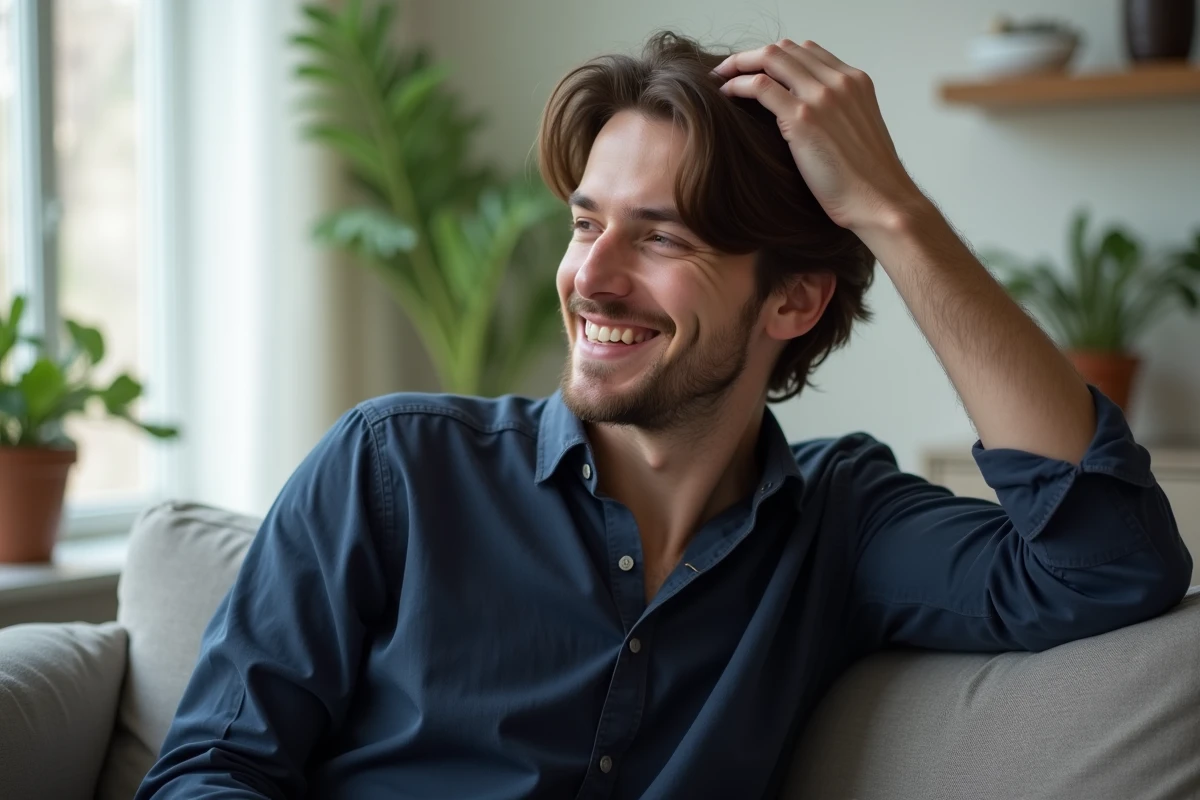 Jeune homme retirant un kardoune de ses cheveux